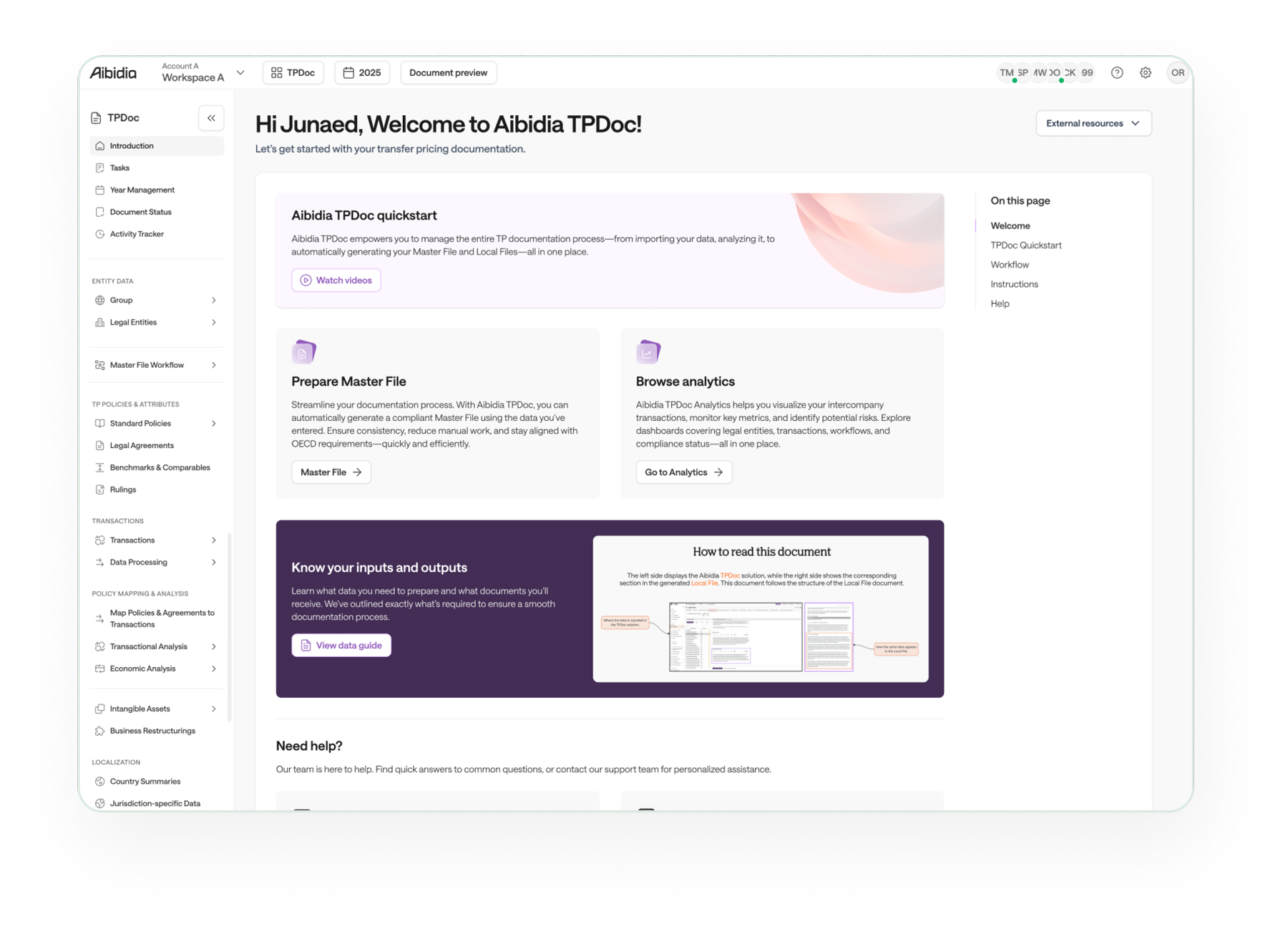Content model — chapter structure with description area enabled